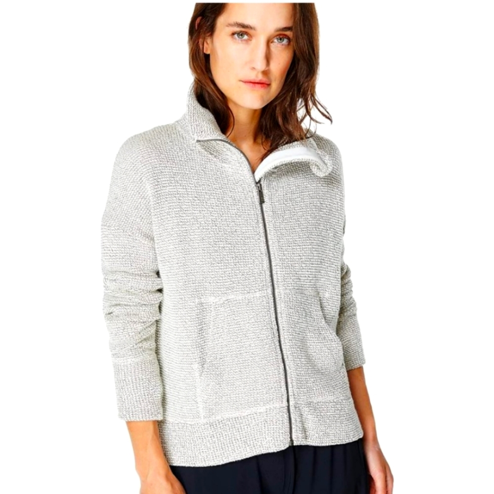 Sweaty Betty cotton blend jacket size L gray and white